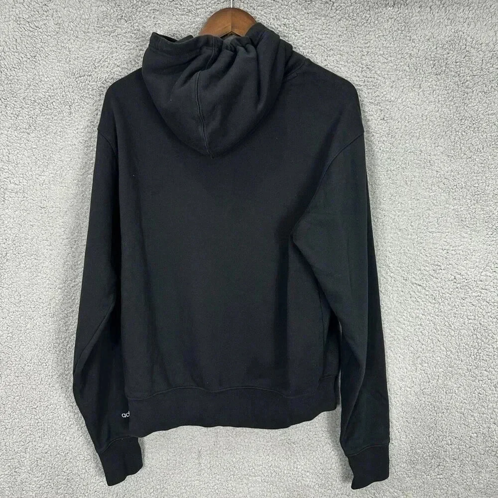 Adidas sweatshirt mens medium black hoodie pullover sweater logo play‎ trefoil